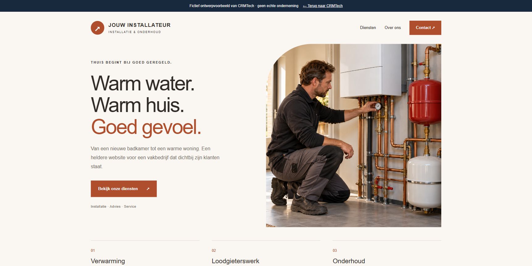 Installatiebedrijf · Fictief ontwerpconcept · geen klantproject